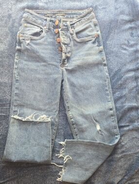 See Thru Soul Light Blue High-Rise Distressed Ankle Jeans